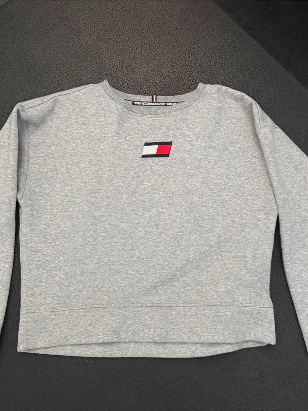 Tommy Hilfiger Light Gray Crewneck Sweater with Flag Logo